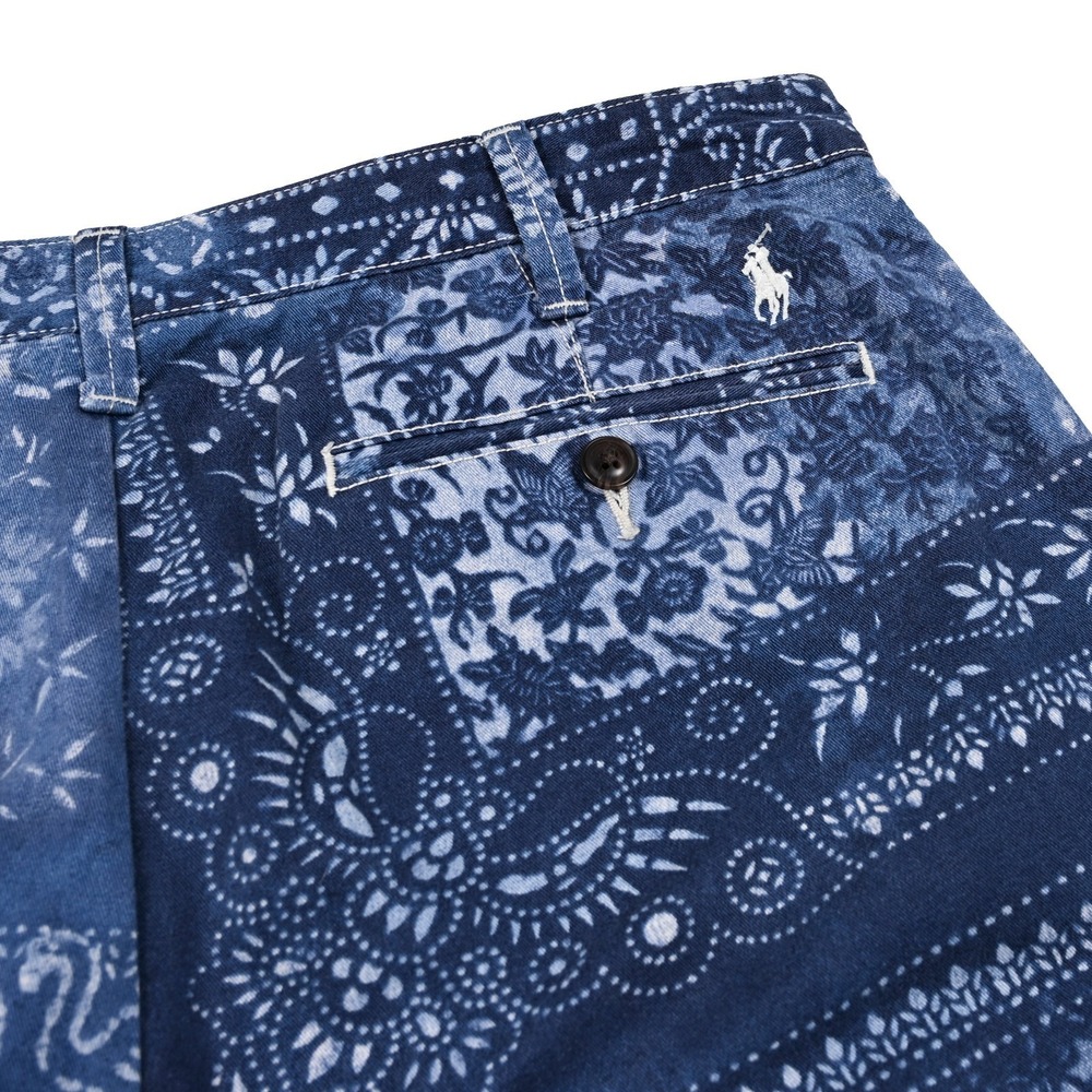 Polo Ralph Lauren Shorts Mens 32 Relax Fit Blue Abstract Bandana Chino Print‎